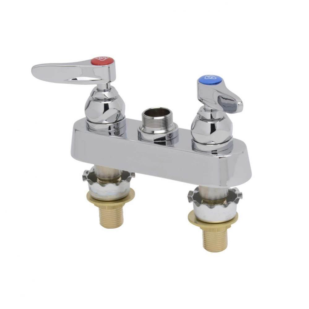 Workboard Faucet, Deck Mount, 4'' Centers, Lever Handles, 2'' Shank, Less Nozz