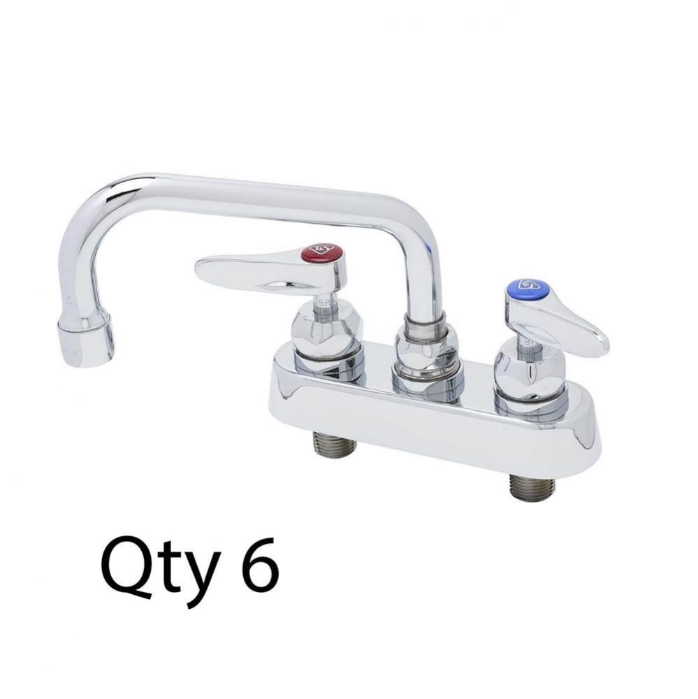 4'' Workboard Faucet, Deck Mount, Ceramas, 8'' Swing Nozzle, Lever Handles (Qt