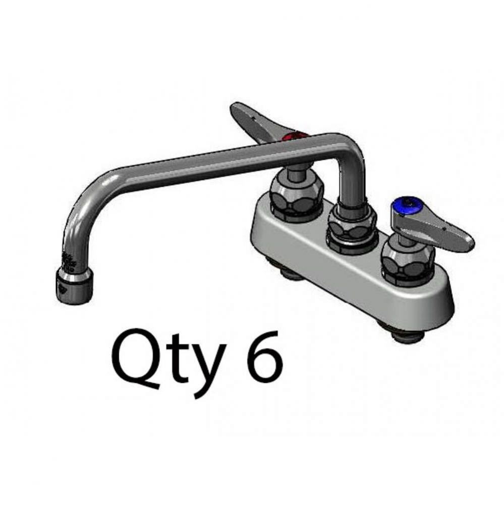 4'' Workboard Faucet, Deck Mount, Ceramas, 10'' Swing Nozzle, Lever Handles (Q