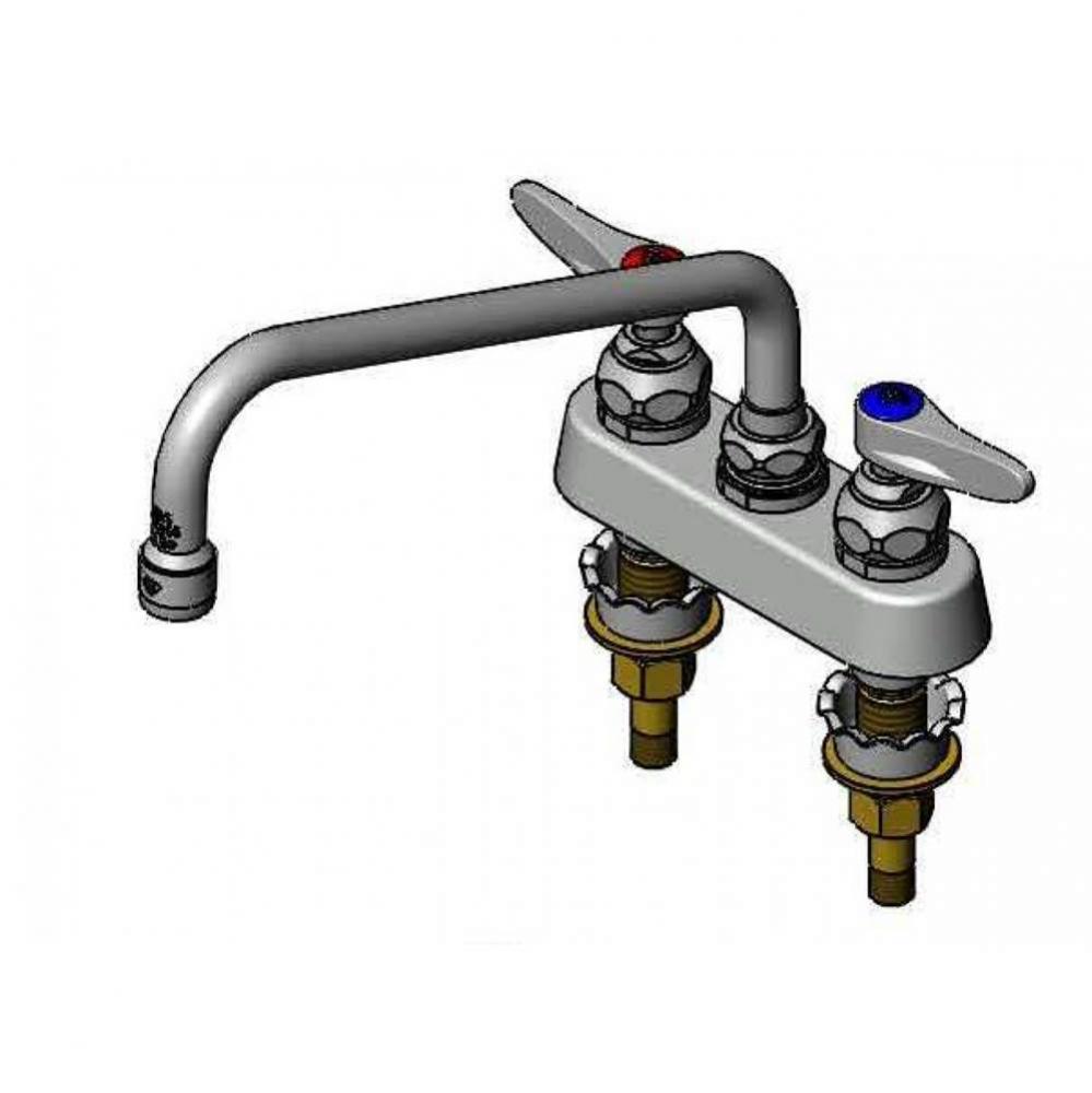 Workboard Faucet, Deck Mount, 4'' Centers, 10'' Swing Nozzle, Lever Handles, 2