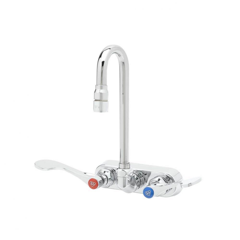 4'' Workboard Faucet, Wall Mount, Ceramas w/ Check Valves, Swivel Gooseneck, 4'&apo