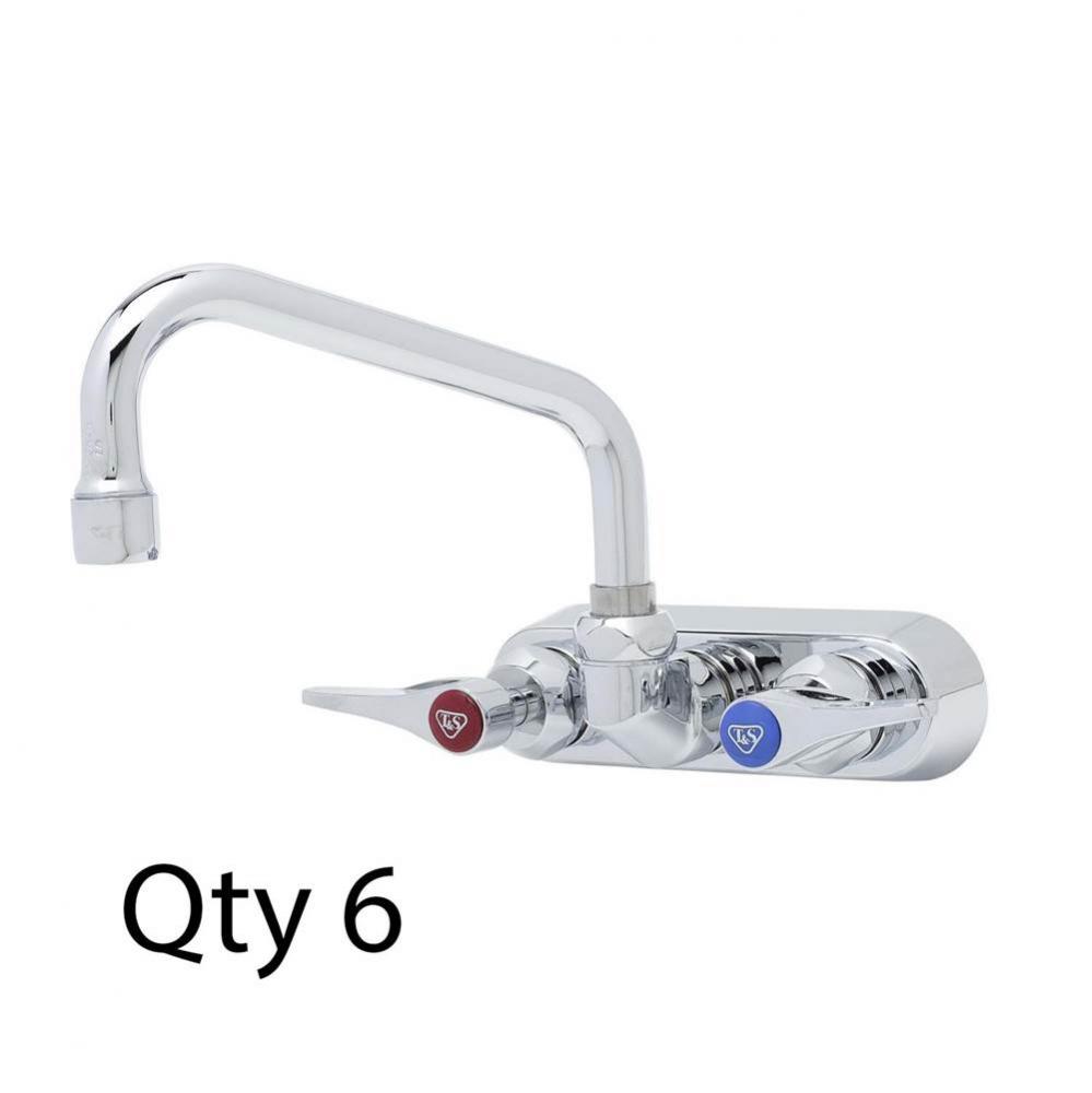 4'' Workboard Faucet, Wall Mount, Ceramas, 6'' Swing Nozzle, Lever Handles (Qt