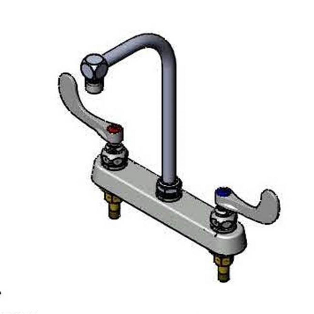 Workboard Faucet, 8'' Deck Mount, High-Arc Gooseneck, 4'' Wrist Handles, 2.2 G