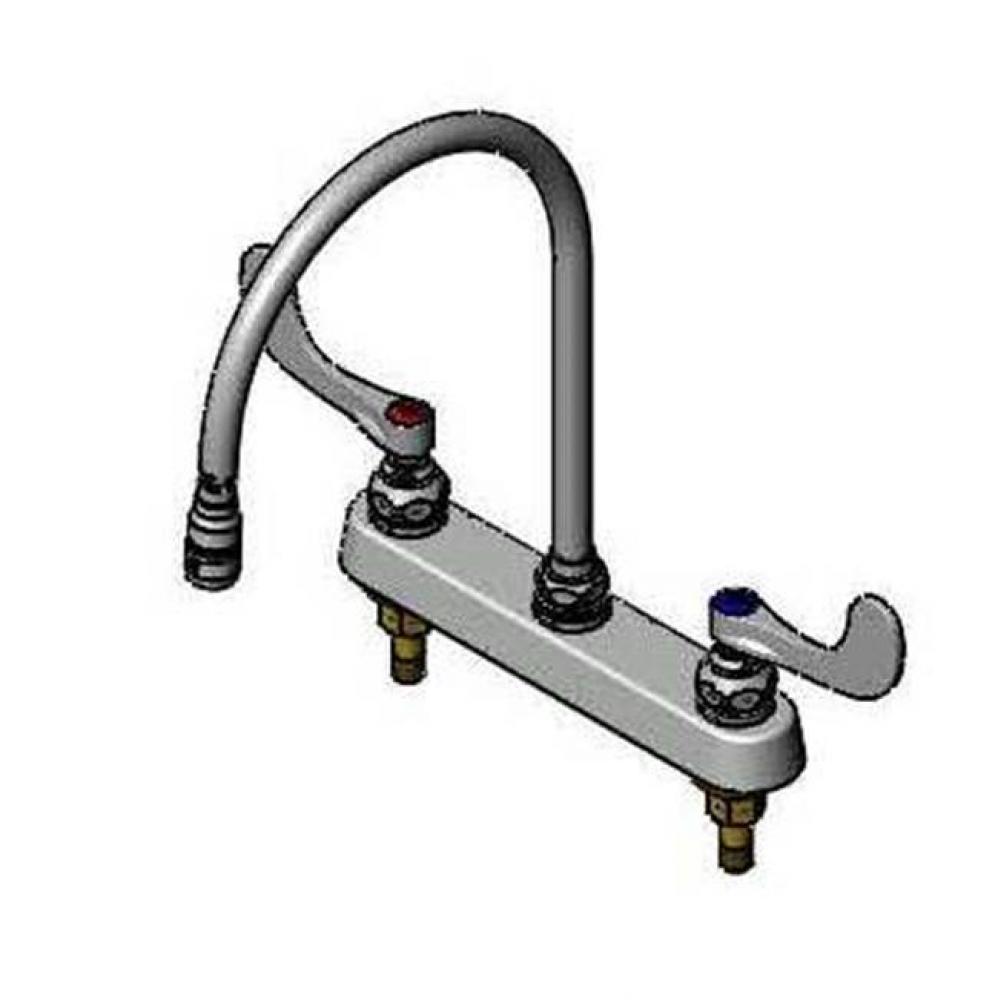 Workboard Faucet, 8'' Deck Mount, 135X-A22 Swivel Gooseneck, 4'' Wrist-Action