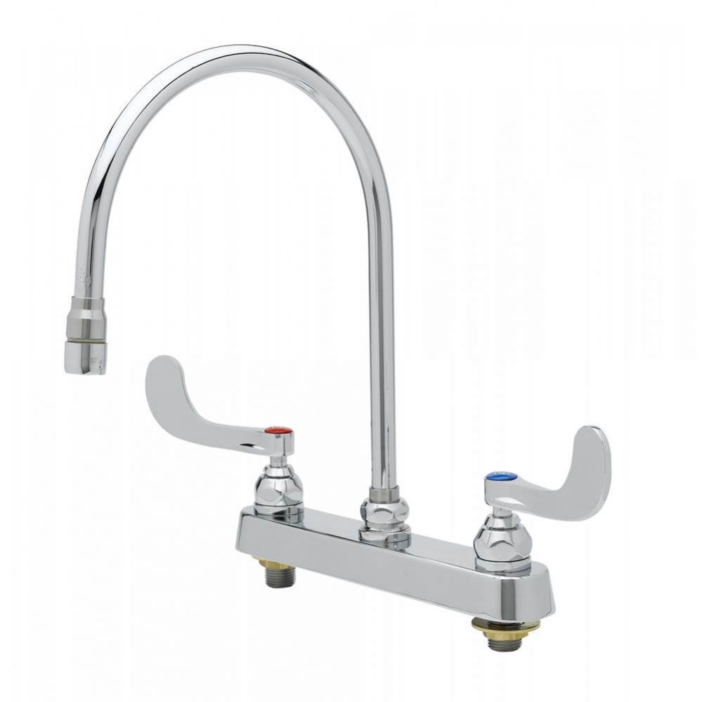 Workboard Faucet, 8'' Deck Mount, 135X-A22 Swivel Gooseneck, 4'' Wrist-Action