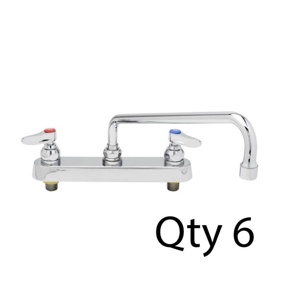 Workboard Faucet, Deck Mount, 8'' Centers, 12'' Swing Nozzle, Lever Handles (Q