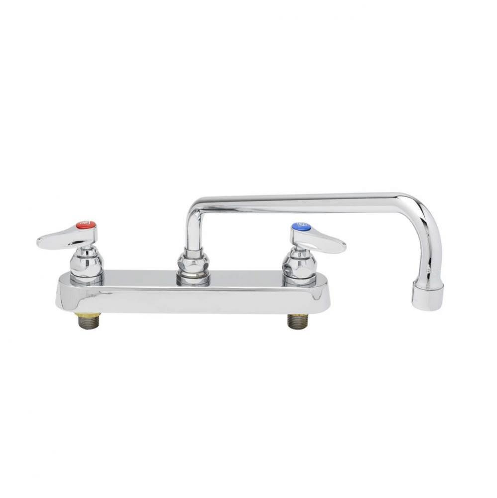 Workboard Faucet, Deck Mount, 8'' Centers, 12'' Swing Nozzle, Lever Handles