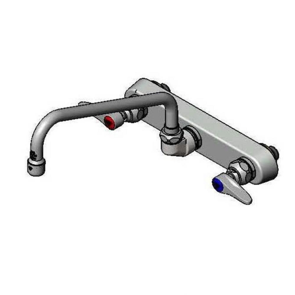 Workboard Faucet, Wall Mount, 8'' Centers, 10'' Swing Nozzle, Lever Handles