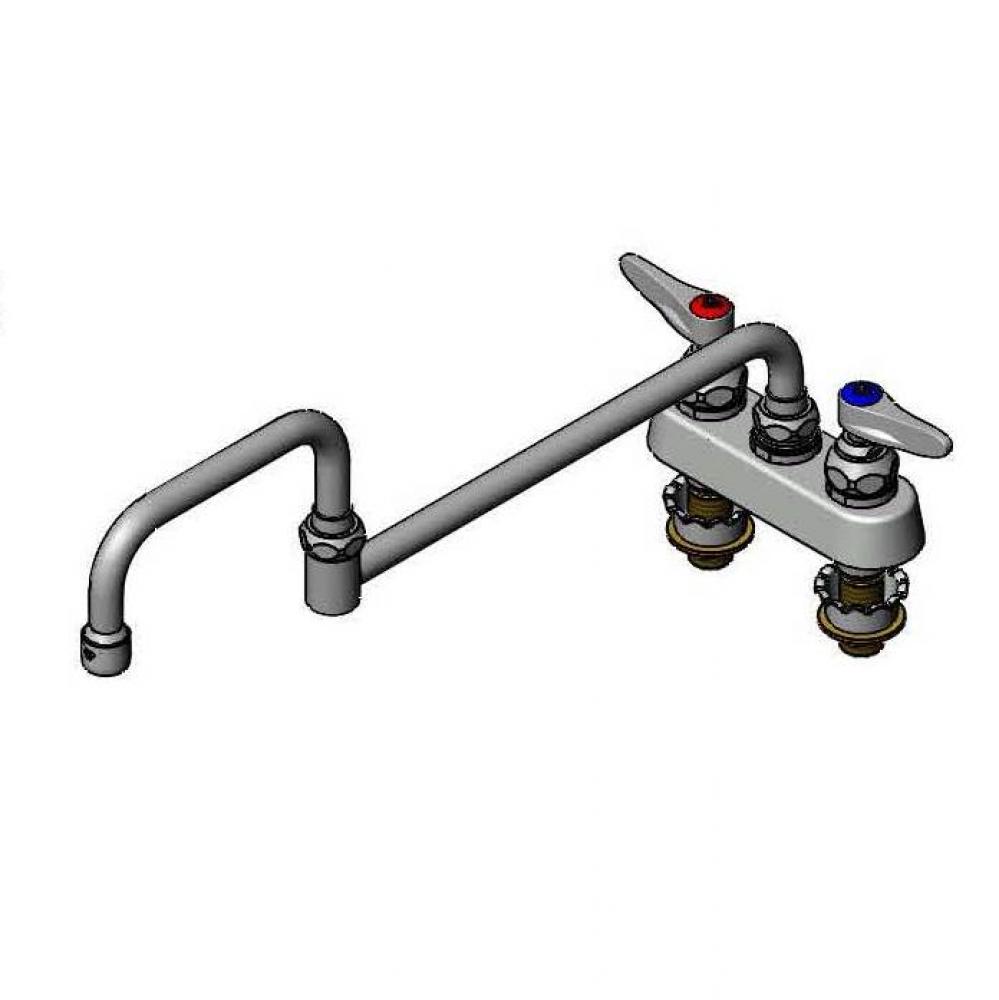 Workboard Faucet, Deck Mount, 4'' Center, 18'' Double Joint Nozzle, Lever Hand