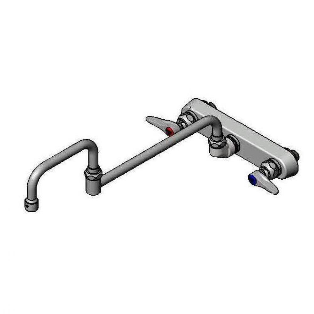 Workboard Faucet, Wall Mount, 8'' Centers, 18'' Double Joint Nozzle, Lever Han