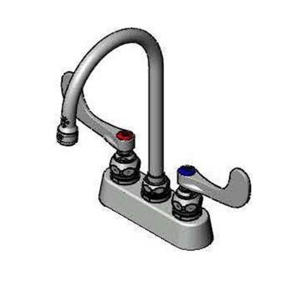 Workboard Faucet, Deck Mount, 3-1/2'' Centers, Swivel Gooseneck, 4'' Wrist-Act