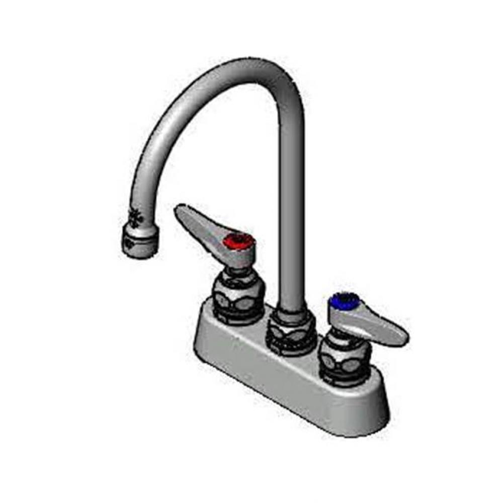 Workboard Faucet, Deck Mount, 3-1/2'' Centers, Swivel Gooseneck, Lever Handles