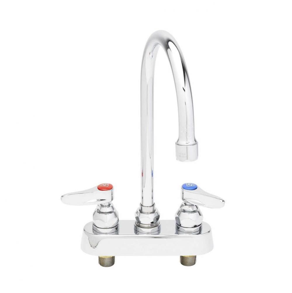 Workboard Faucet, Deck Mount, 3-1/2'' Centers, Swivel Gooseneck, Lever Handles