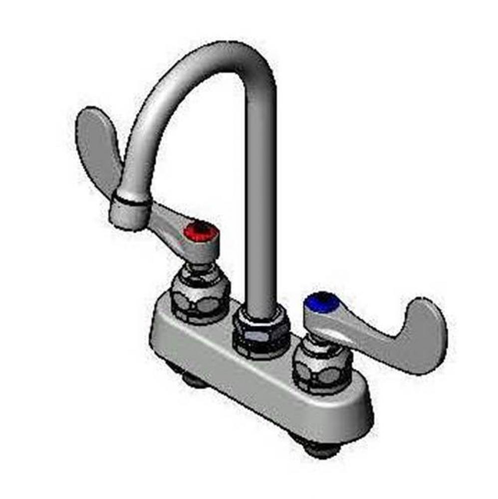 4'' Deck Mount Workboard Mixing Faucet, Swivel Gooseneck w/ 2.2 GPM Aerator, 4'&apo