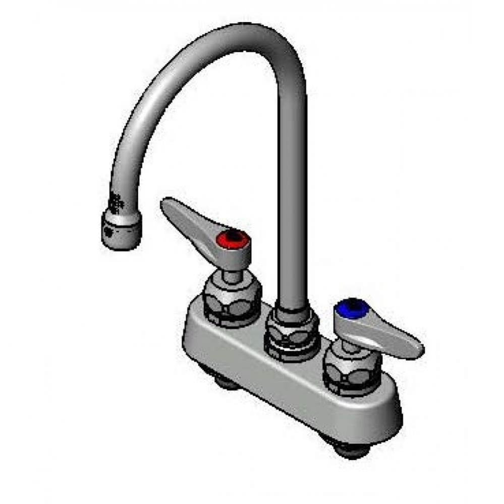 4'' Deck Mount Workboard Faucet, Ceramas, Gooseneck, 1.2 GPM VR Aerator, Lever Handles