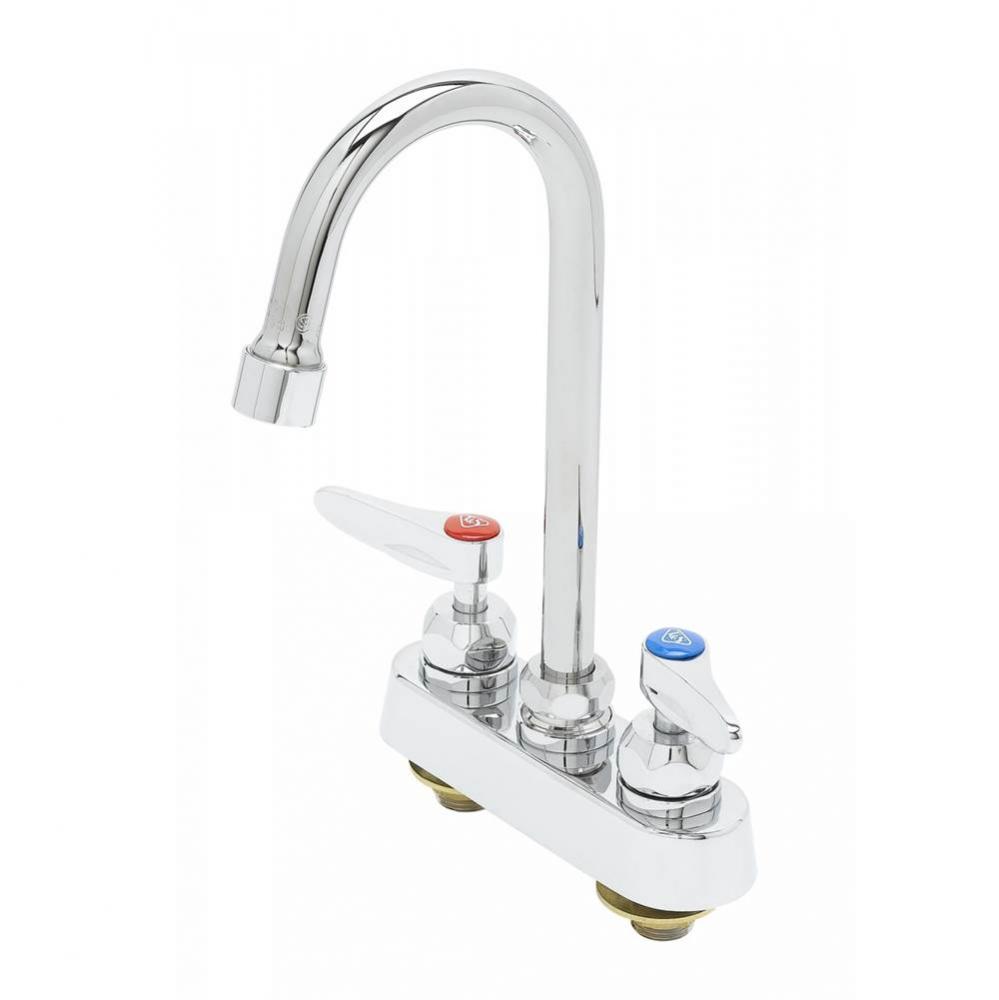 4'' Deck Mount Workboard Faucet, Ceramas, Gooseneck, 1.2 GPM VR Aerator, Lever Handles