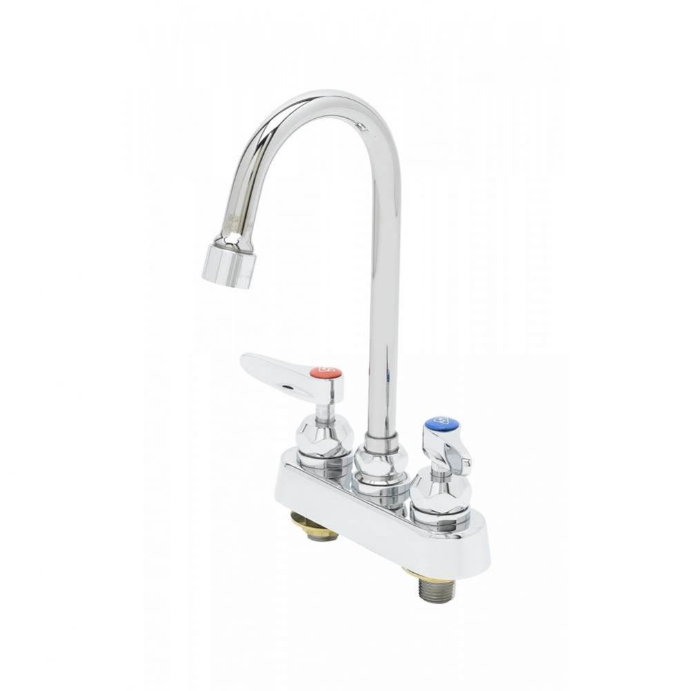 4'' Deck Mount Workboard Faucet, Ceramas, Gooseneck, 2.2 GPM VR Aerator, Lever Handles