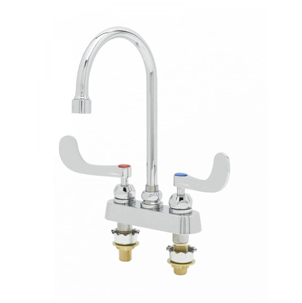 4'' Deck Mount Workboard Faucet, Ceramas, Gooseneck, 1.2 GPM VR Aerator, 4'' W