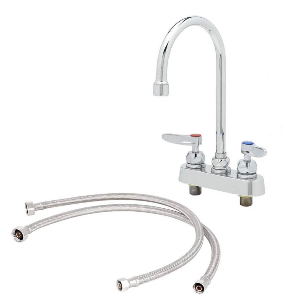 Workboard Faucet, 4'' Deck Mount, Ceramas, Swivel Gooseneck, 2.2 GPM Aerator, Lever Hand