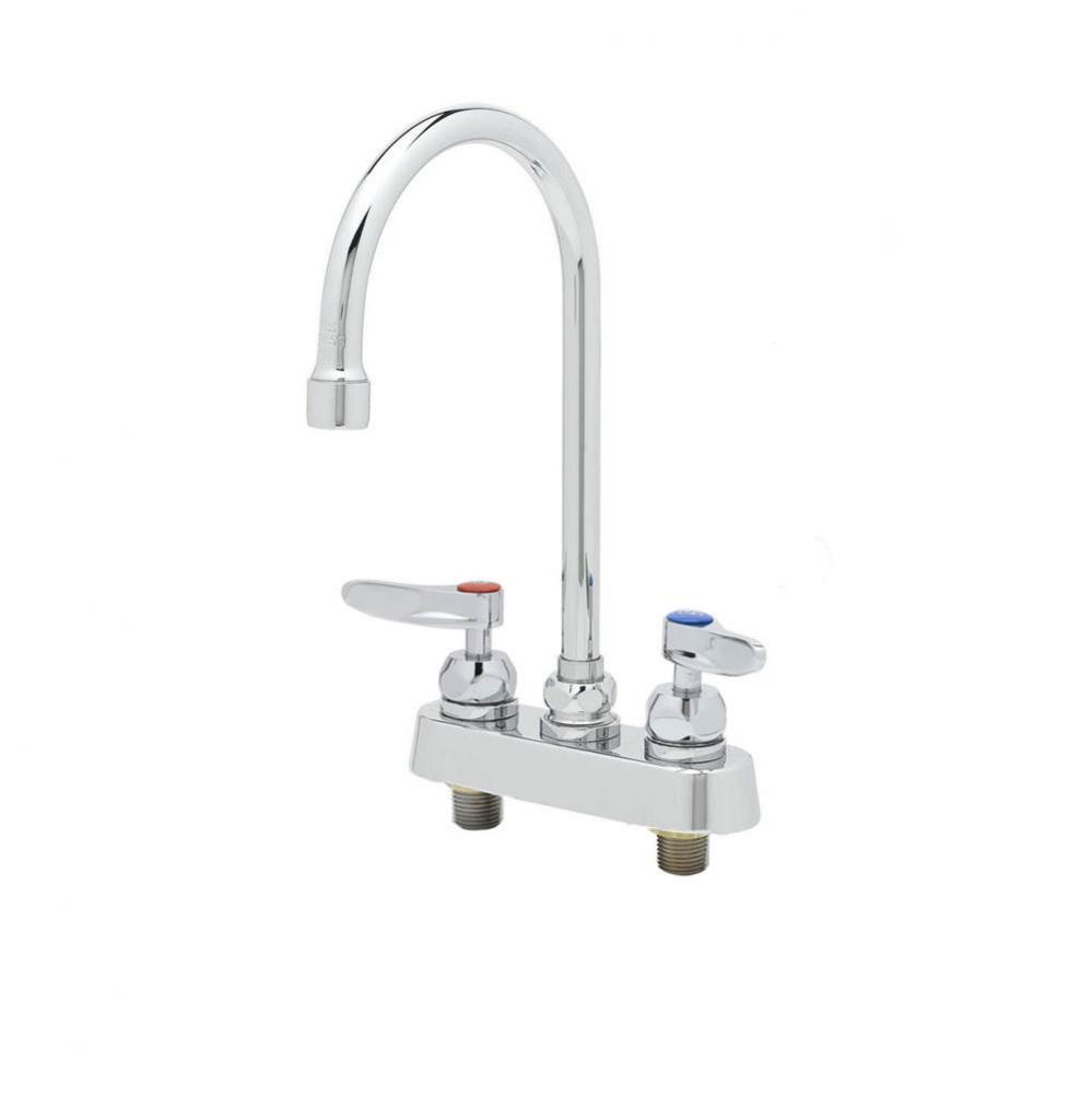 Workboard Faucet, 4'' Deck Mount, Ceramas, Swivel Gooseneck, 2.2 GPM Aerator, Lever Hand