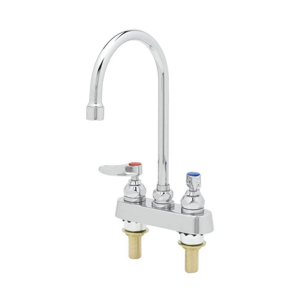 Workboard Faucet, Deck Mount, 4'' Centers, Swivel Gooseneck, Lever Handles, 2'&apos