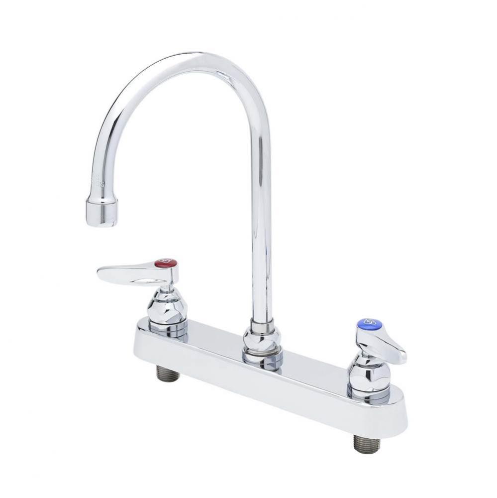 Workboard Faucet, Deck Mount, 8'' Centers, 6'' Swivel Gooseneck, Lever Handles