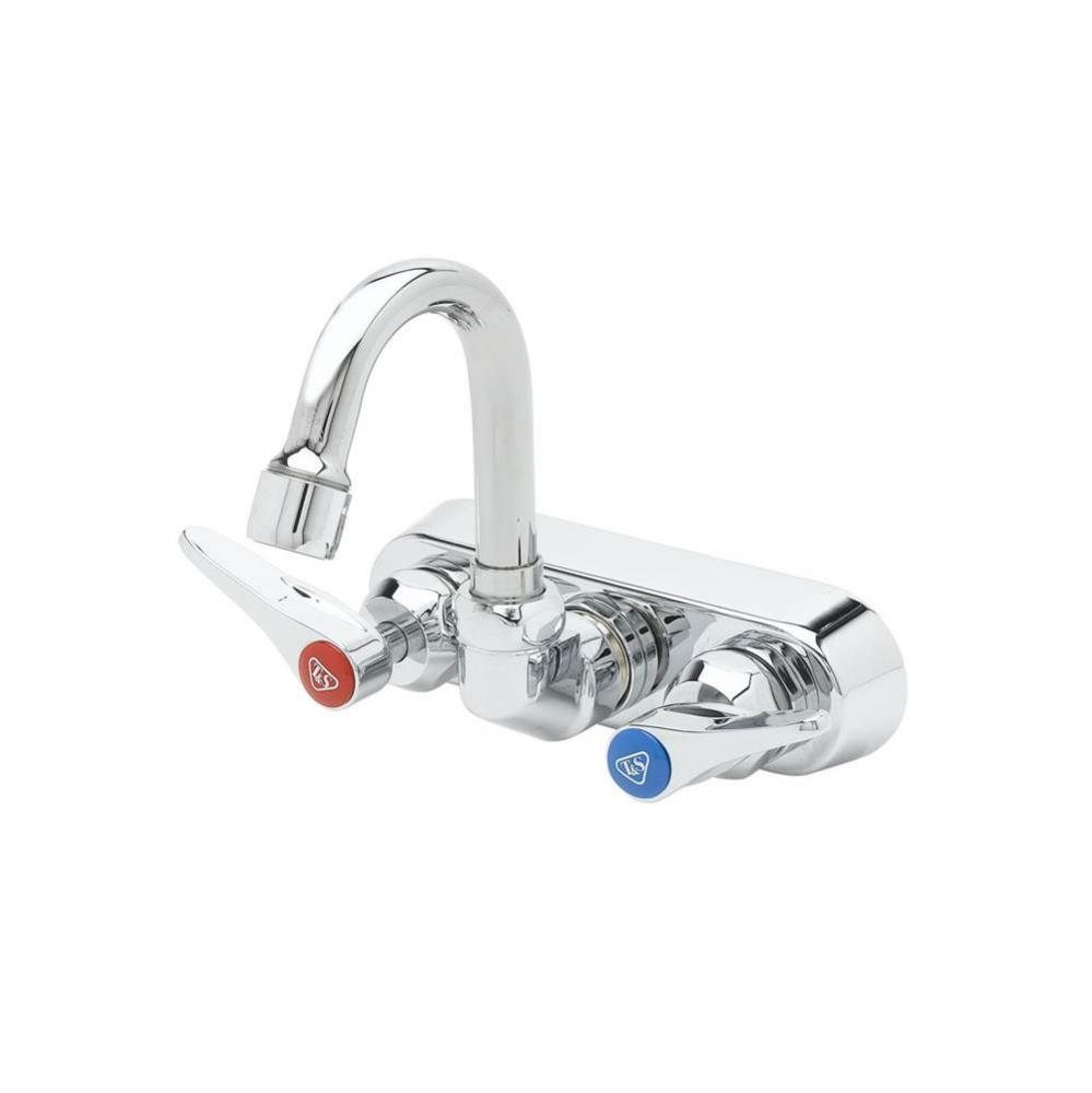 Workboard Faucet, 4'' Wall Mount, Ceramas, 131X Swivel Gooseneck, 2.2 GPM, Lever Handles