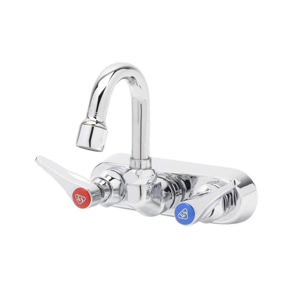 Workboard Faucet, Wall Mount, 4'' Centers, 131X Swivel Gooseneck, Lever Handles