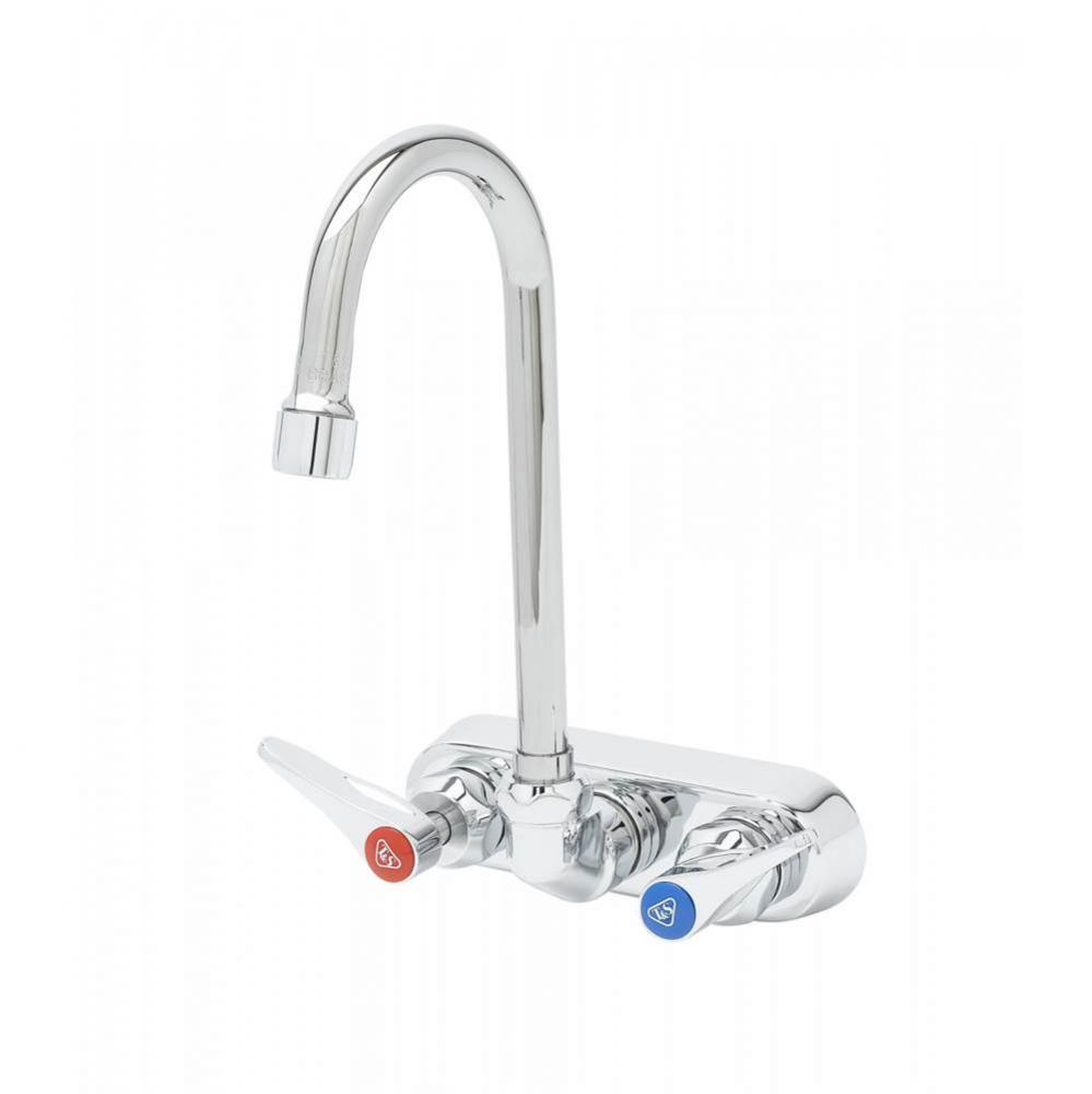 Workboard Faucet, 4'' Wall Mount, Ceramas, 179X-A22 Swivel Gooseneck, Lever Handles