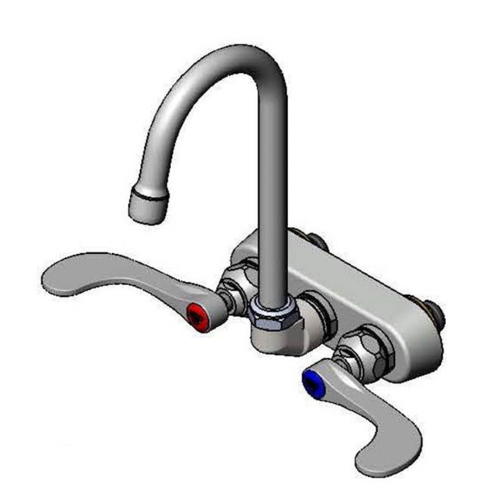 Workboard Faucet, 4'' Wall Mount, 179X-A22 Swivel Gooseneck, 4'' Handles, Aera