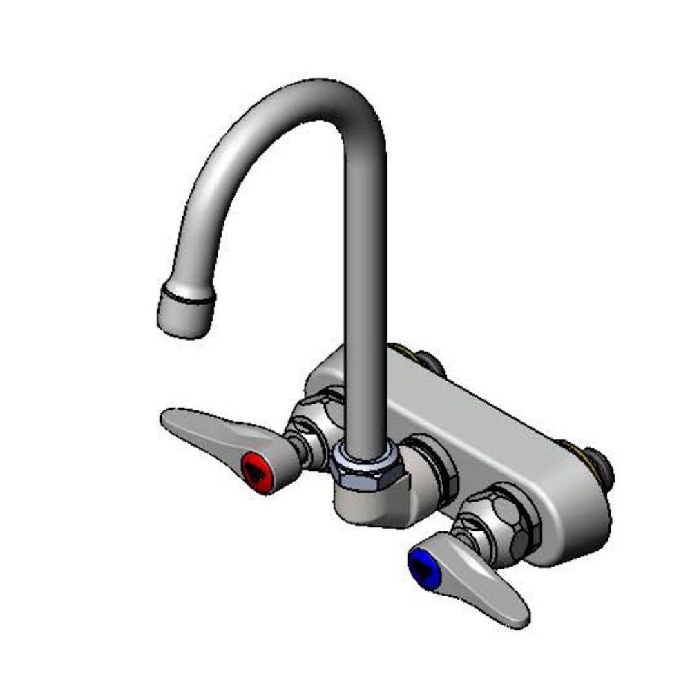 Workboard Faucet, 4'' Wall Mount, 179X-A22 Swivel Gooseneck, Lever Handles, Aerator