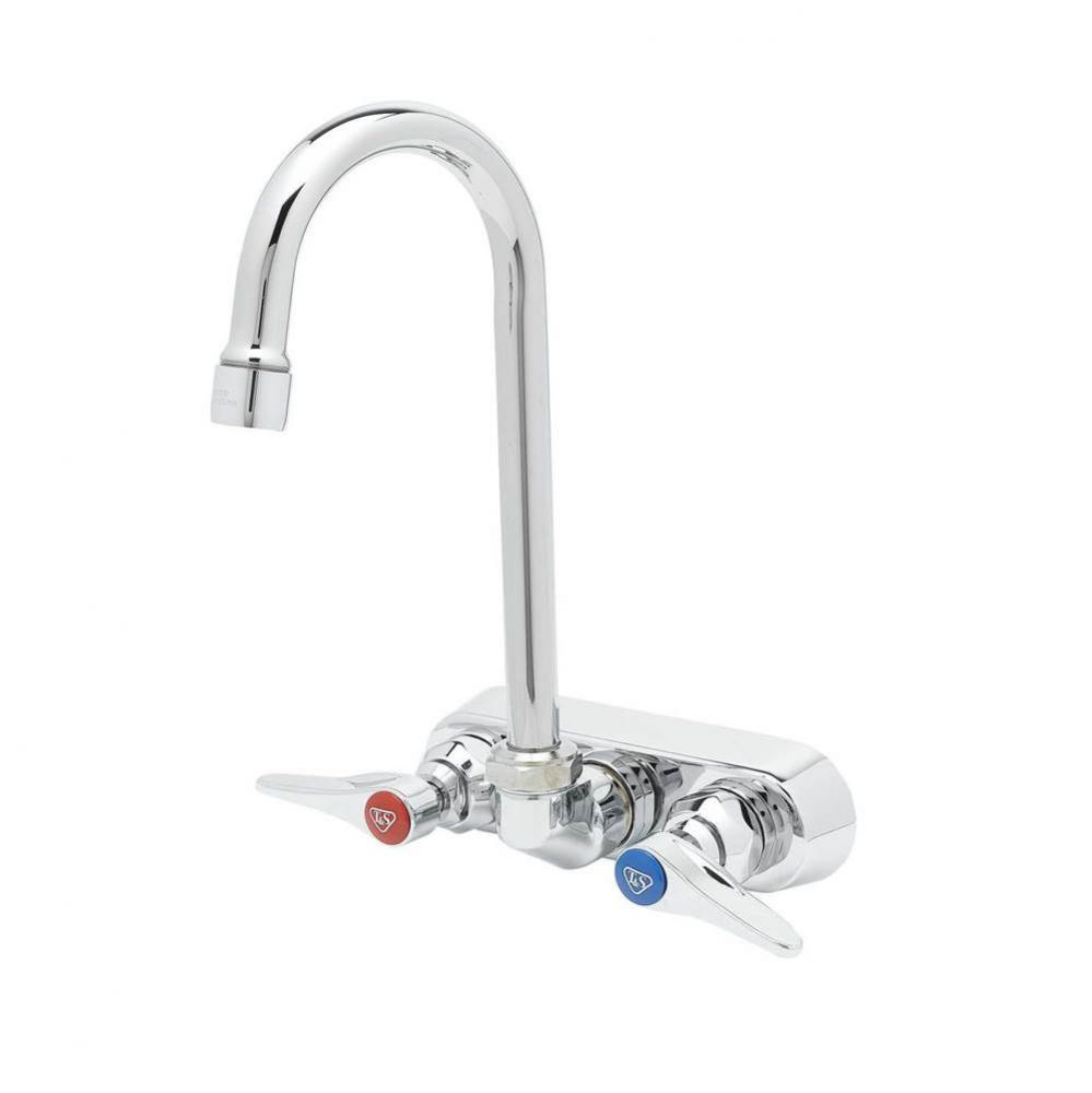 Workboard Faucet, 4'' Wall Mount, 179X-A22 Swivel Gooseneck, Lever Handles, Aerator