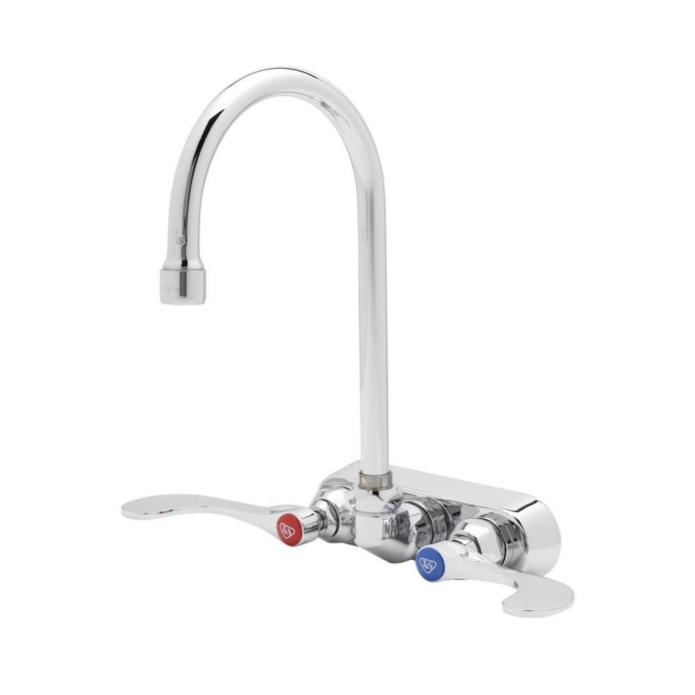 Workboard Faucet, Wall Mount, 4'' Centers, Swivel Gooseneck, 4'' Wrist Action