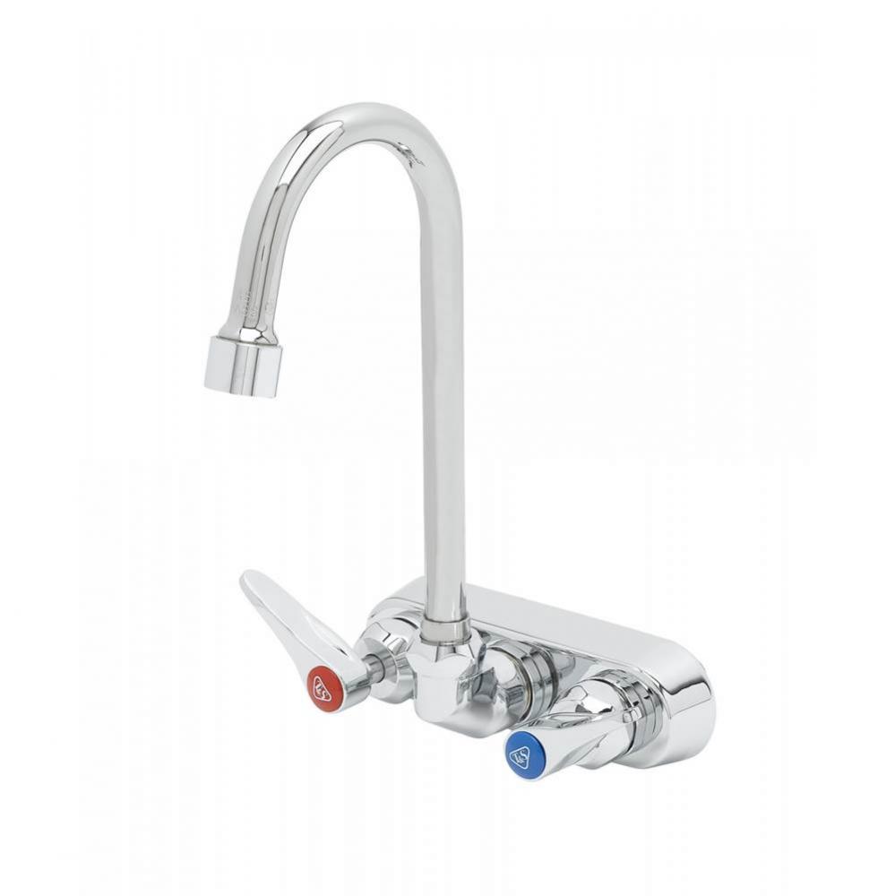 Workboard Faucet, 4'' Wall Mount, Ceramas, Gooseneck, 1.2 GPM VR Aerator, Lever Handles