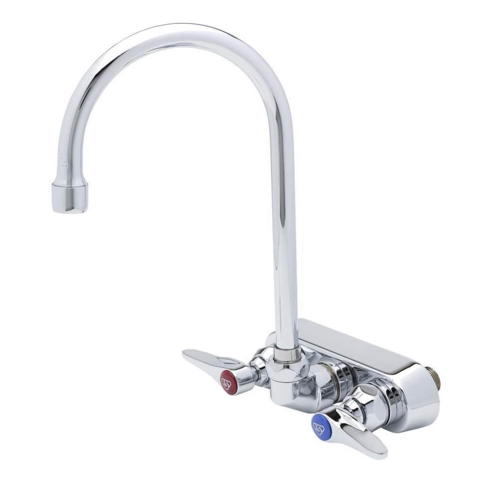 Workboard Faucet, 4'' Wall Mount, 133X Swivel Gooseneck, Lever Handles