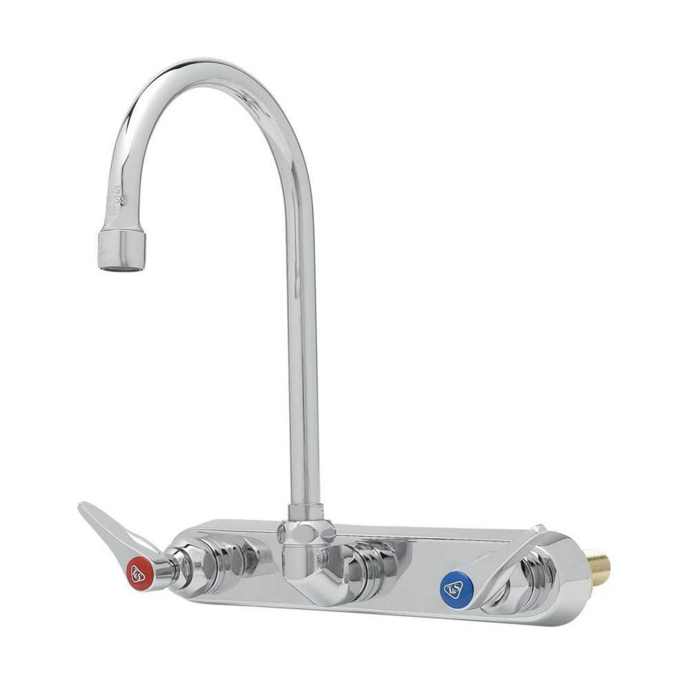 Workboard Faucet, Wall Mount, 8'' Centers, Swivel Gooseneck, Lever Handles, 2'&apos