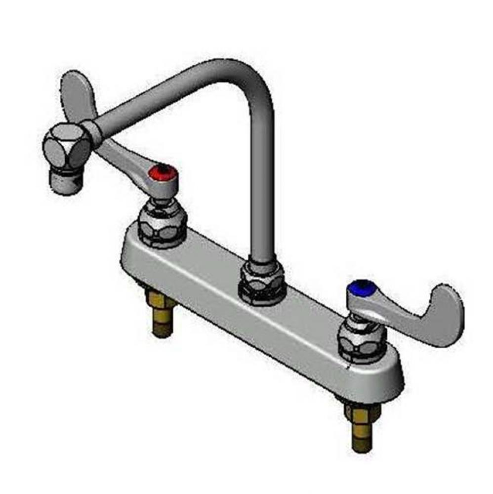 Workboard Faucet, 8'' Deck Mount, High-Arc Gooseneck, 4'' Wrist Handles, 2.2 G