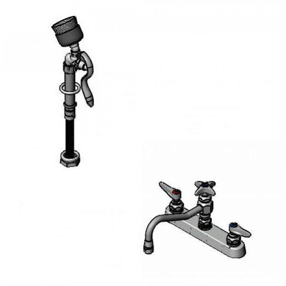 Workboard Faucet, Deck Mount, 8'' Centers, 8'' Swing Nozzle w/ Diverter, B-004