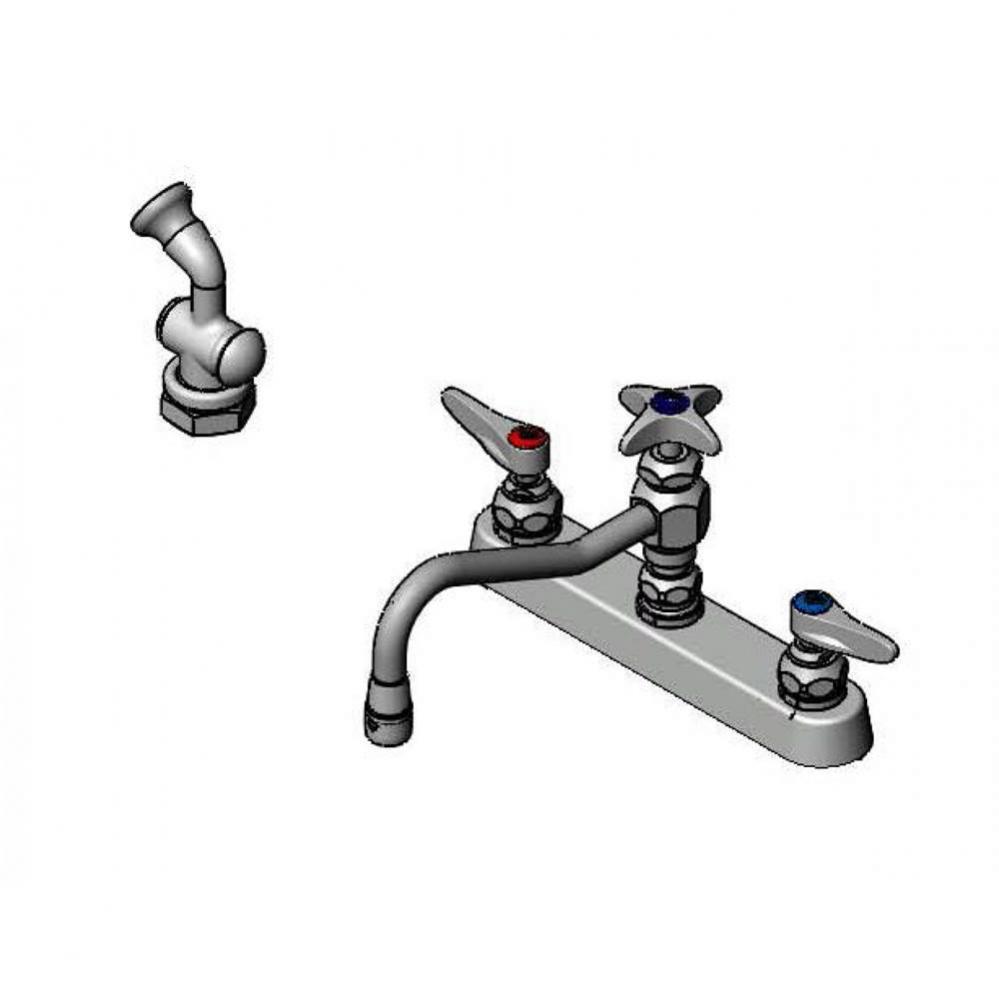 Workboard Faucet, Deck Mount, 8'' Centers, 8'' Swing Nozzle w/Diverter, Hose,