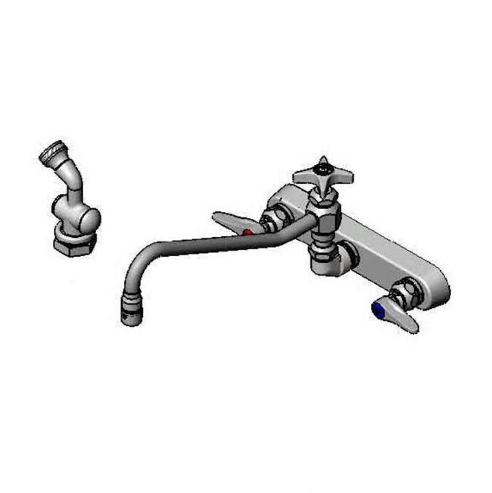 Workboard Faucet, 8'' Wall Mount, 12'' Swing Nozzle w/ Diverter, Hose, Spray V