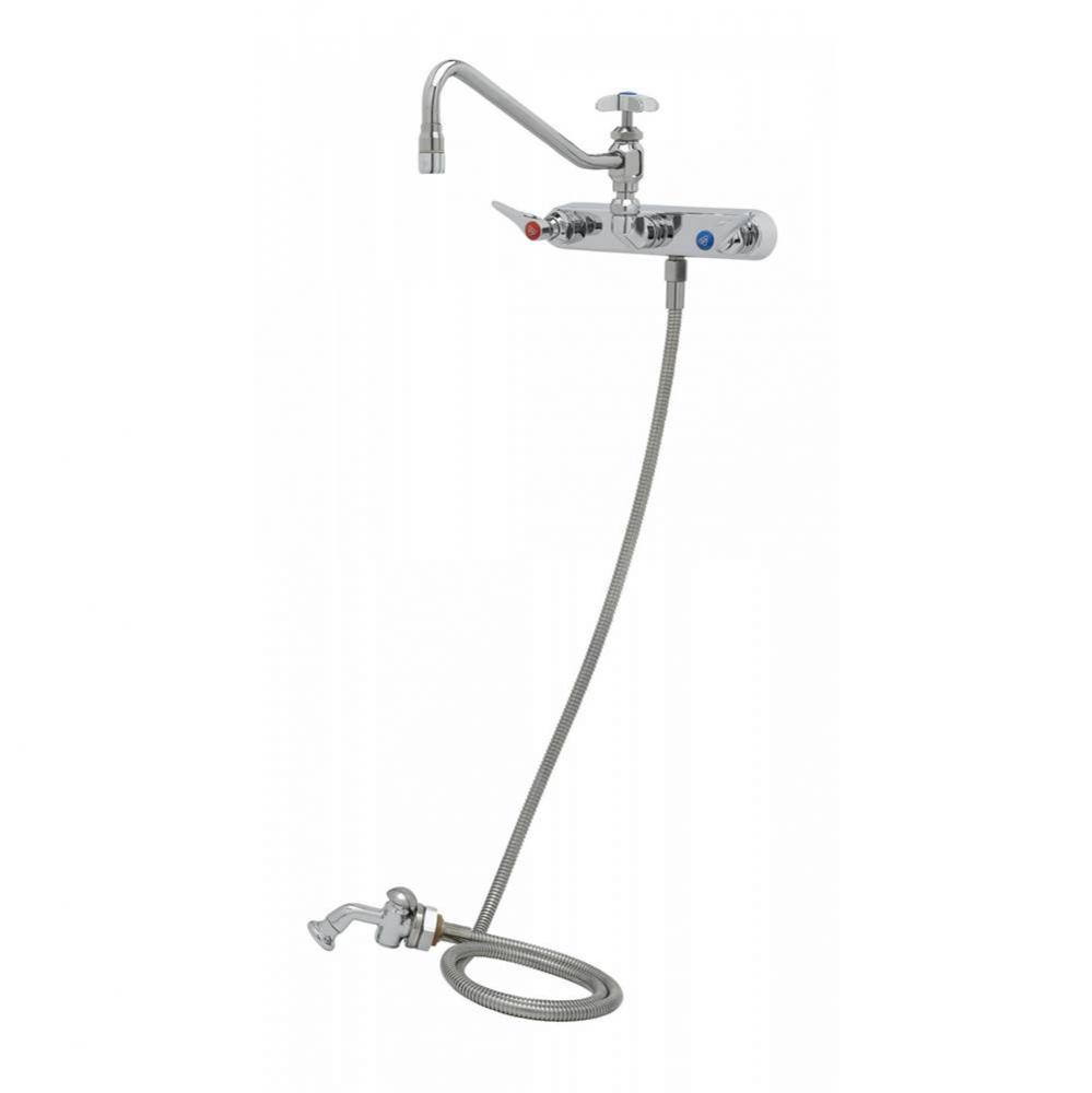 Workboard Faucet, 8'' Wall Mount, 12'' Swing Nozzle w/ Diverter, Hose, Spray V