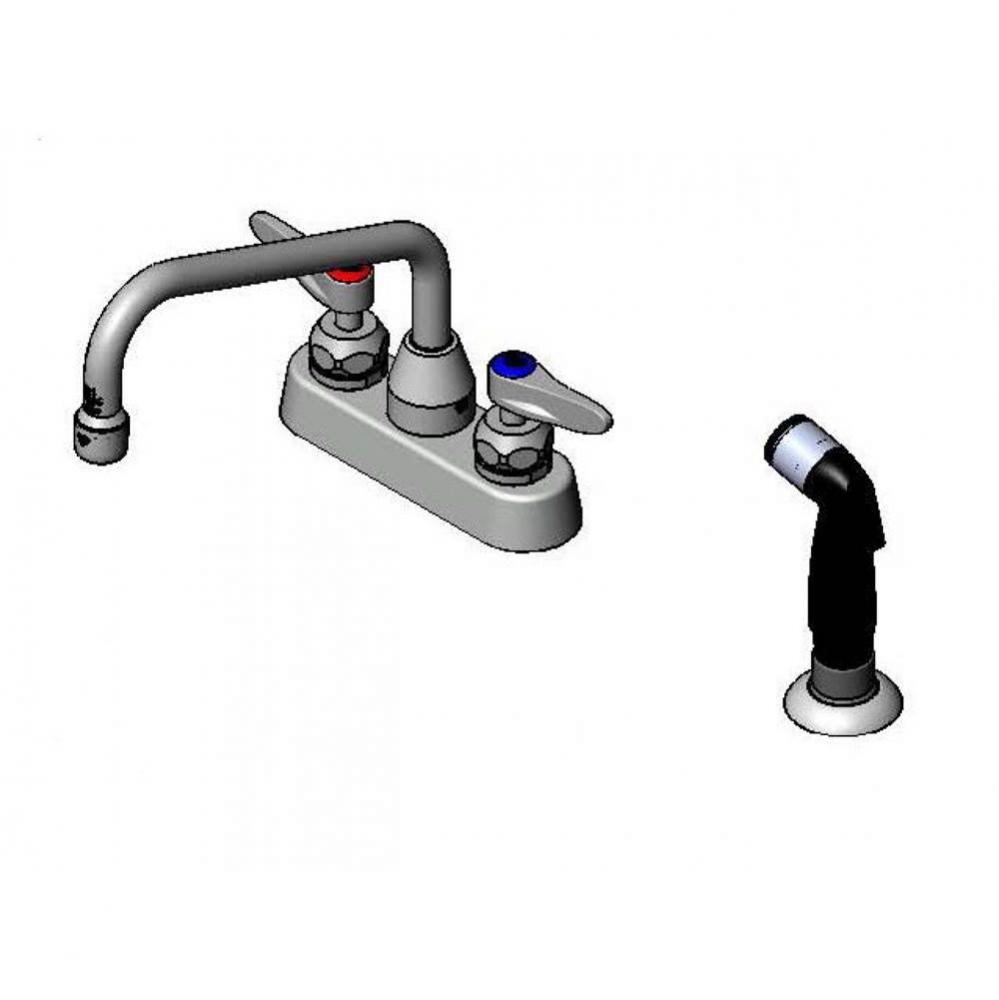 4'' Workboard Faucet, Deck Mount, Ceramas, 8'' Swing Nozzle, Diverter, Hose, S