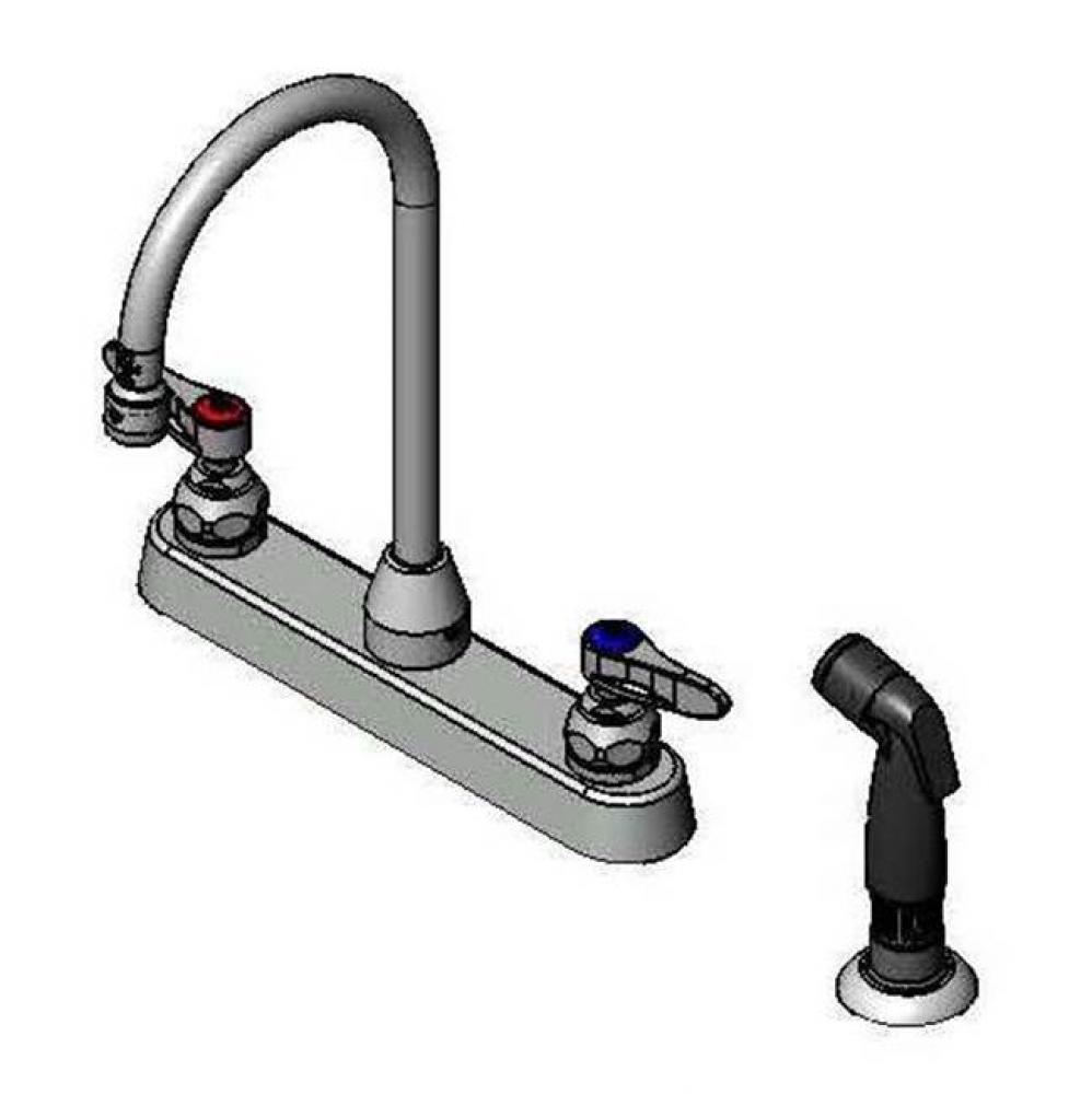 8'' c/c Workboard Faucet w/ 5 3/4'' Swivel Gooseneck, 7' Sidespray Hose