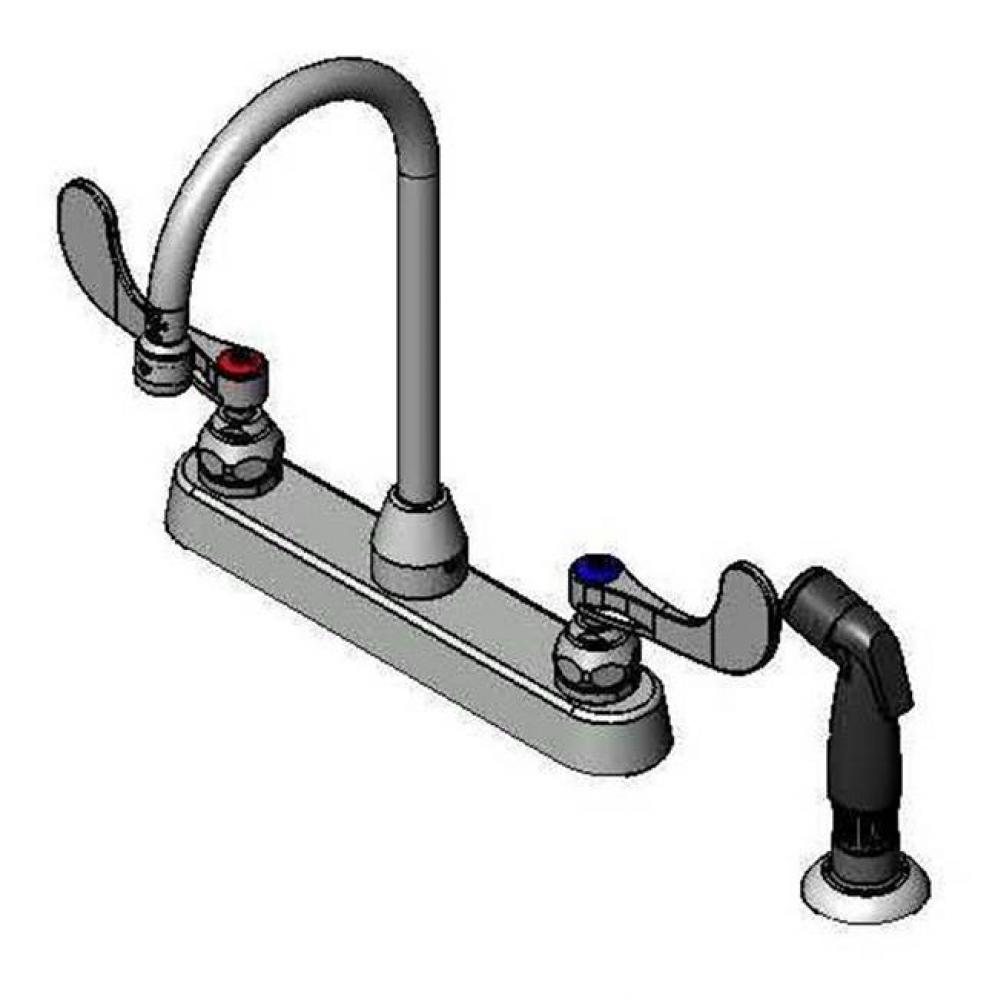 8'' c/c Workboard Faucet, 5 3/4'' Swivel Gooseneck, B-WH4, 7' Sidespray