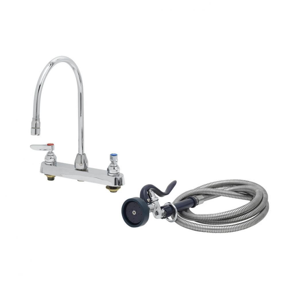 8'' c/c Workboard Faucet, 135X Gooseneck, B-0199-02 Aerator, EB-0096-H Flex Hose, EB-010