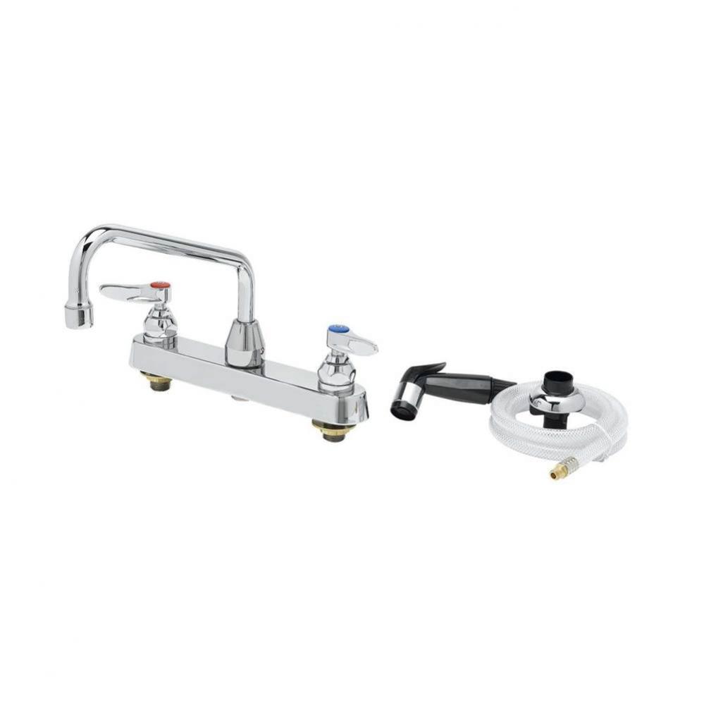 Workboard Faucet, 8'' c/c Deck Mount, Ceramas, 8'' Swing Nozzle, Diverter, Hos