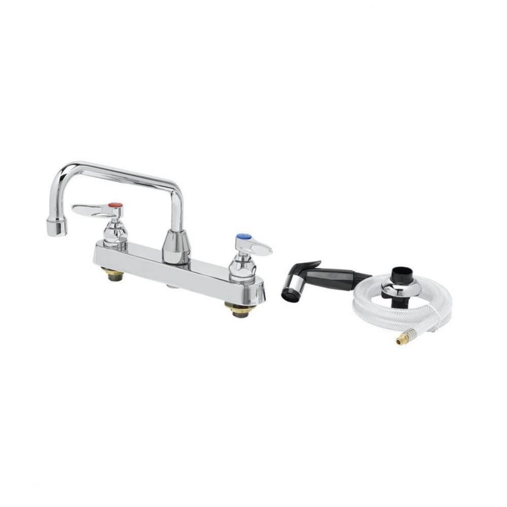 Workboard Faucet, Deck Mount, 8'' Centers, 8'' Swing Nozzle, Diverter, Hose &a