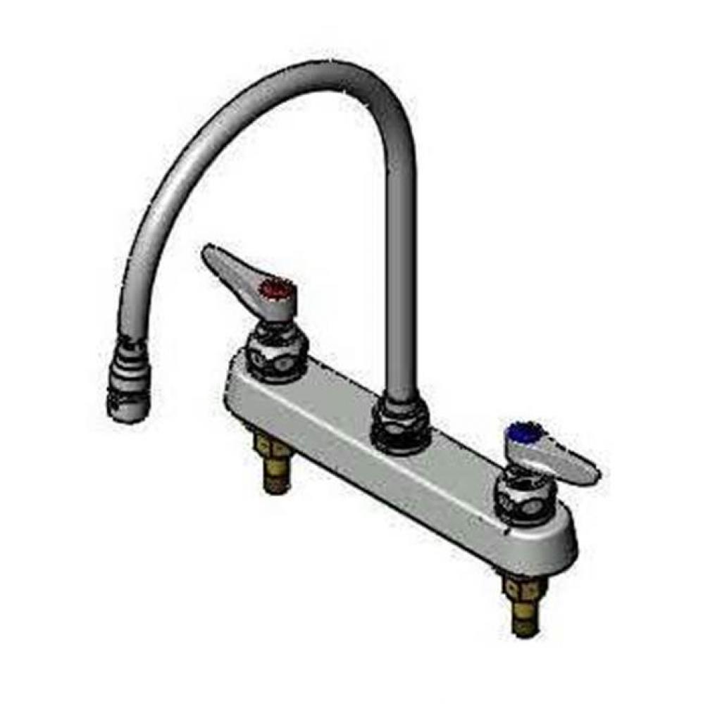 8'' Workboard Faucet, Deck Mount, Swivel Gooseneck, Lever Handles, QT Cartridges, 2.2 GP