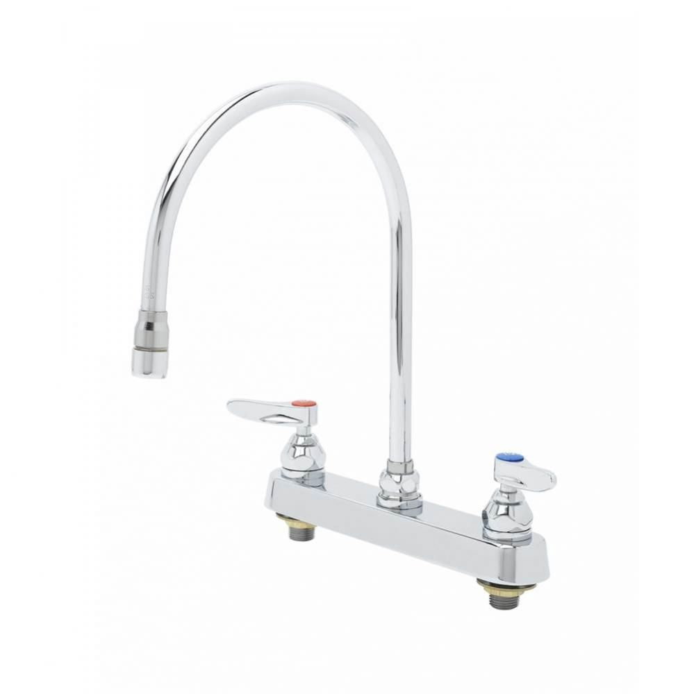 8'' Workboard Faucet, Deck Mount, Swivel Gooseneck, Lever Handles, QT Cartridges, 2.2 GP