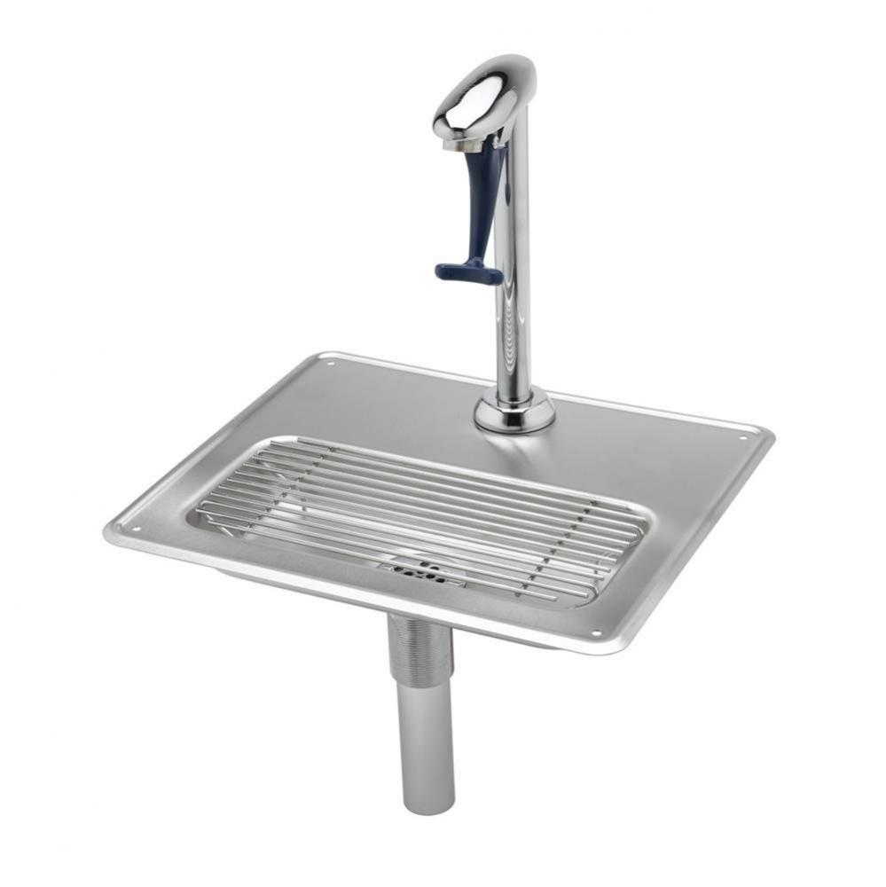Water Station w/ 12'' Pedestal Glass Filler & Drip Pan Assembly